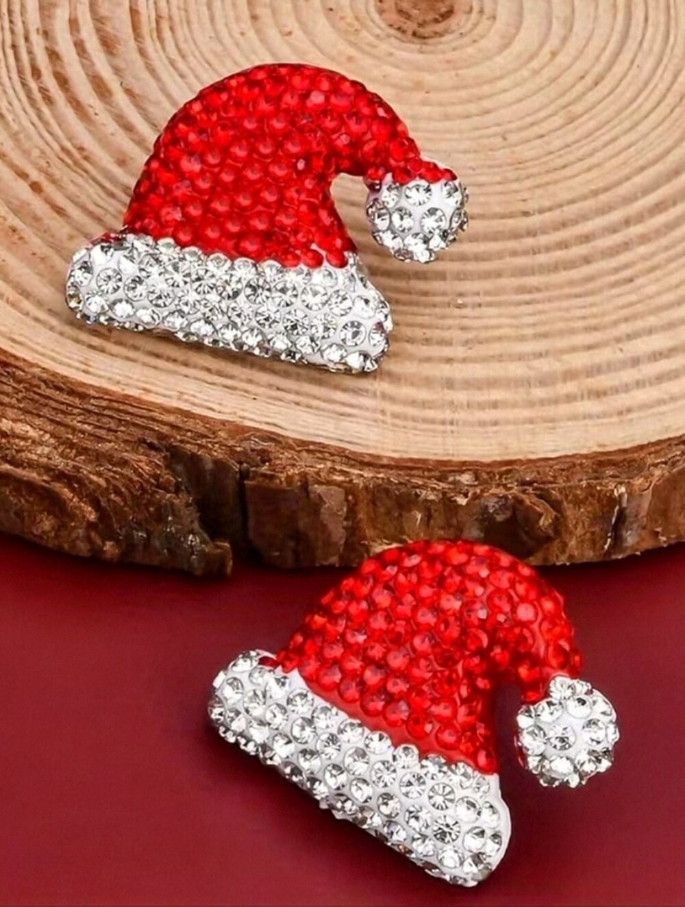 NWT* Santa Hat, Christmas, Jeweled,  Red, White, Winter Stud Earrings* NEW